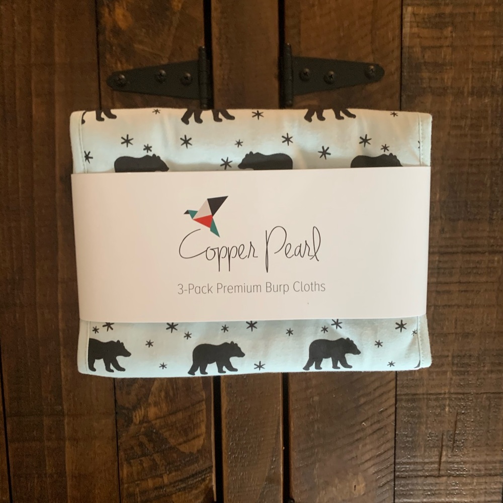 Copper pearl burp cloths